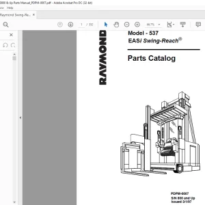 Raymond 537 EASi Swing-Reach Parts Catalog Manual SN 800 and Up - PDF DOWNLOAD