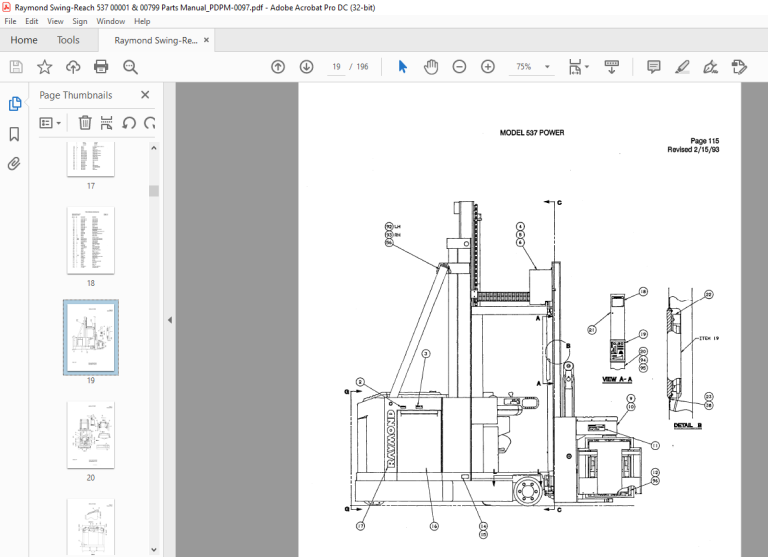 Raymond 537 Tractor & Mast Parts Catalog Manual SN 001 Thru 799 - PDF ...