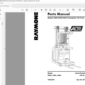 Raymond 5400 5500 5600 Orderpicker Lift Truck Parts Manual SN 100 & up - PDF DOWNLOAD
