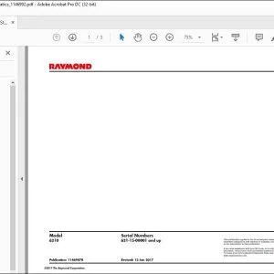 Raymond 6210 Walkie Stacker Schematics Manual SN 621-15-00001 and up - PDF DOWNLOAD