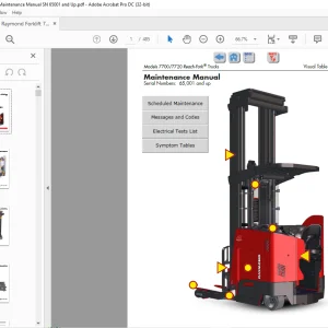 Raymond 7700 7720 Reach-Fork ® Trucks Maintenance Manual SN65001 and up -  PDF DOWNLOAD