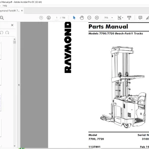 Raymond 7700 7720 Reach-Fork ® Trucks Parts Manual -  PDF DOWNLOAD