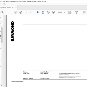 Raymond 7700 7720 Schematics Manual SN31,001 and Up  - PDF DOWNLOAD