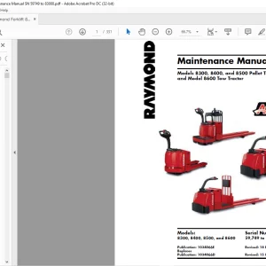 Raymond 8300 8400 & 8500 Pallet Trucks & 8600 Tow Tractor Maintenance Manual SN 59749 to 83000 - PDF DOWNLOAD