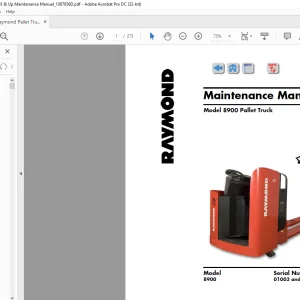 Raymond 8900 Rider Pallet Truck Maintenance Manual SN01003 and Up -  PDF DOWNLOAD
