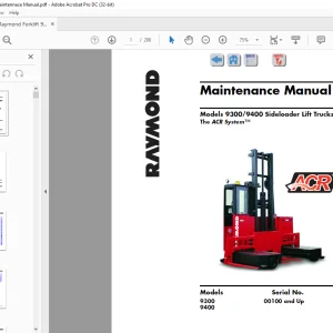 Raymond 9300 9400 Sideloader Lift Trucks With The ACR System™ Maintenance Manual  - PDF DOWNLOAD
