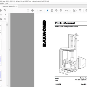 Raymond 9800 Swing-Reach® Truck Parts Manual SN980-14-6301195&Up  - PDF DOWNLOAD