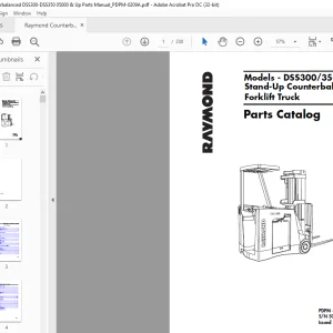 Raymond DSS300 350 Stand-Up Counterbalanced Forklift Truck Parts Catalog Manual SN 5000 & UP  - PDF DOWNLOAD