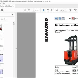 Raymond EASi Reach-Fork® Lift Truck With The ACR System ™ Series EZ-C EZ-D EZ-CD (previously DZ-C) EZ-DD (previously DZ-D) Maintenance Manual 1119847A  - PDF DOWNLOAD