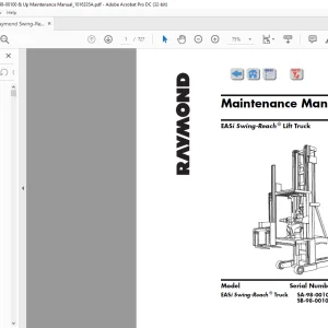 Raymond EASi Swing-Reach ® Lift Truck Maintenance Manual  - PDF DOWNLOAD