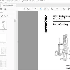 Raymond EASi Swing-Reach® SA and SB Parts Manual SN 00100 & Up - PDF DOWNLOAD