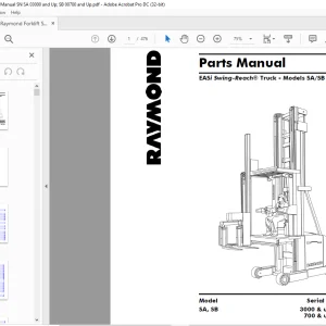 Raymond  EASi Swing-Reach® Truck -SA SB  Parts Manual  -  PDF DOWNLOAD