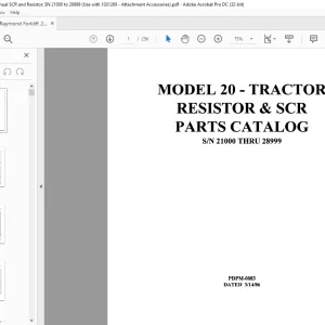 Raymond FORKLIFT 20 - TRACTOR RESISTOR & SCR PARTS CATALOG MANUAL  - PDF DOWNLOAD