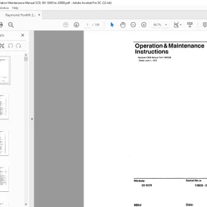 Raymond FORKLIFT 20SCR Operation & Maintenance Instructions Manual 13600-20,999 - PDF DOWNLOAD