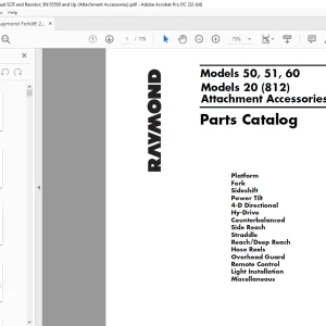 Raymond FORKLIFT 50, 51, 60 20 (812) Attachment Accessories Parts Catalog Manual  - PDF DOWNLOAD
