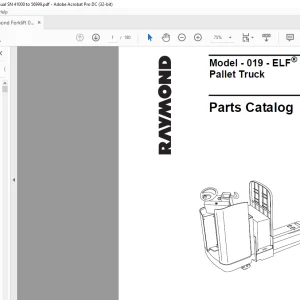 Raymond Forklift 019 ELF Rider Pallet Truck Parts Catalog Manual SN 41000 & up - PDF DOWNLOAD