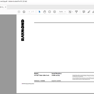 Raymond Forklift 019 ELF® Rider Pallet Truck Schematics Manual SN 41000 and Up - PDF DOWNLOAD