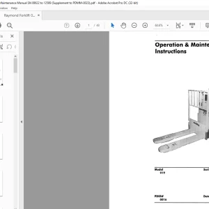 Raymond Forklift 019 Operation & Maintenance Manual SN 019-92-8621 and Up - PDF DOWNLOAD
