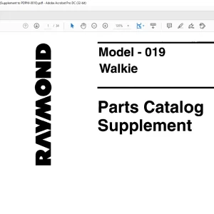 Raymond Forklift 019 Walkie Parts Catalog Supplement Manual SN 12590 and Up - PDF DOWNLOAD