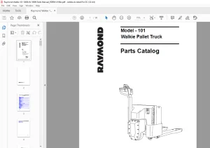 Raymond Forklift 101 Walkie Pallet Truck Parts Catalog Manual PDPM-0198 - PDF DOWNLOAD