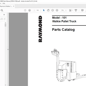 Raymond Forklift 101 Walkie Pallet Truck Parts Catalog Manual PDPM-0198 - PDF DOWNLOAD