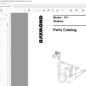 Raymond Forklift 101 Walkies Parts Catalog Manual SN 3000 and Up - PDF DOWNLOAD