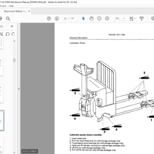 Raymond Forklift 101T-F40L Maintenance Instruction Manual SN 101-93-03351 and Up - PDF DOWNLOAD