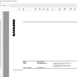 Raymond Forklift 102XM Schematics Manual SN 102-03-00500 and Up - PDF DOWNLOAD