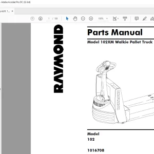 Raymond Forklift 102XM Walkie Pallet Truck Parts Manual SN 500 & up - PDF DOWNLOAD