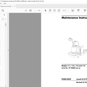Raymond Forklift 111 112 113 & 114 Maintenance Instruction Manual SN 97-20000 and up - PDF DOWNLOAD