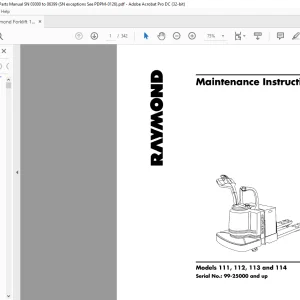 Raymond Forklift 111 112 113 & 114 Maintenance Instruction Manual SN 99-250000 and up - PDF DOWNLOAD