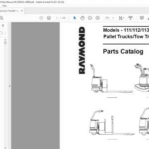 Raymond Forklift 111 112 113 114 Pallet Trucks Tow Tractor Parts Catalog Manual SN 25000 & UP - PDF DOWNLOAD