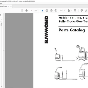 Raymond Forklift 111 112 113 114 Pallet Trucks Tow Tractor Parts Catalog Manual SN 50000 & UP - PDF DOWNLOAD