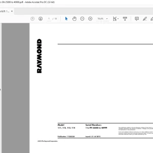 Raymond Forklift 111 112 113 & 114 Schematics Manual SN 11x-99-25000 to 40999 - PDF DOWNLOAD