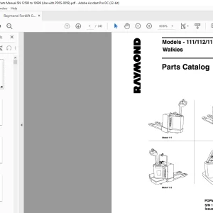 Raymond Forklift 111 112 113 114 Walkies Parts Catalog Manual SN 12590 and Up - PDF DOWNLOAD
