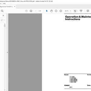 Raymond Forklift 111-F60L 111AT-F60L 112AT-FRE60L 113AT-FRC60L 114AT-TOW Operation & Maintenance Manual SN 6400 and up - PDF DOWNLOAD