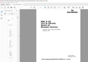 Raymond Forklift 20 SCR Operation & Maintenance Instruction Manual SN 5500 and up - PDF DOWNLOAD