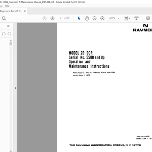 Raymond Forklift 20 SCR Operation & Maintenance Instruction Manual SN 5500 and up - PDF DOWNLOAD