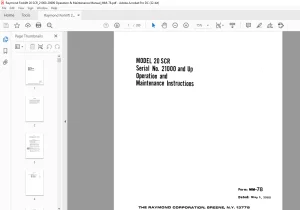 Raymond Forklift 20 SCR Operation & Maintenance Manual SN 21000 and up - PDF DOWNLOAD