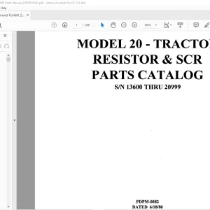 Raymond Forklift 20 Tractor Resistor & SCR Parts Catalog Manual SN 13600 Thru 20999 - PDF DOWNLOAD
