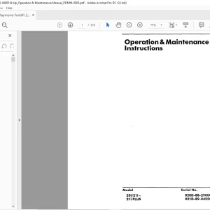 Raymond Forklift 20i 21i 21i PLUS Operation & Maintenance Instruction Manual - PDF DOWNLOAD