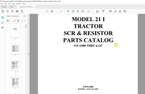 Raymond Forklift 21 I Tractor SCR & Resistor Parts Catalog Manual SN 4000 Thru 6147 - PDF DOWNLOAD