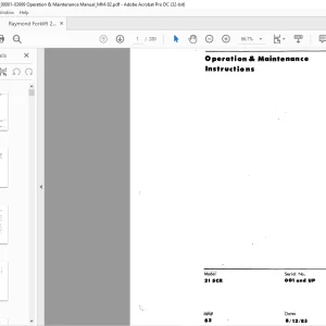 Raymond Forklift 21 SCR Operation & Maintenance Instructions Manual SN 001 and UP  - PDF DOWNLOAD