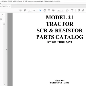 Raymond Forklift 21 TRACTOR SCR & RESISTOR PARTS CATALOG MANUAL - PDF DOWNLOAD
