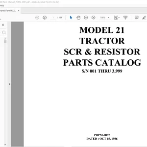 Raymond Forklift 21 TRACTOR SCR & RESISTOR PARTS CATALOG MANUAL SN 001 and up - PDF DOWNLOAD