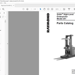 Raymond Forklift 261 Gofer High-Level Orderpicker Parts Catalog Manual SN 261-99-01000 & Up - PDF DOWNLOAD
