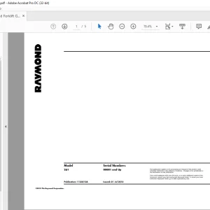 Raymond Forklift 261 Gofer Schematics Manual SN 00001 and up - PDF DOWNLOAD