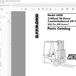 Raymond Forklift 4400 3-Wheel Sit-Down Counterbalanced Lift Truck With The ACR System™ Parts Catalog Manual 440-07-XX00001 & UP -  PDF DOWNLOAD
