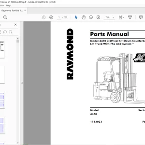 Raymond Forklift 4450 3-Wheel Sit-Down Counterbalanced Lift Truck With The ACR System™ Parts Manual 1113023 - PDF DOWNLOAD