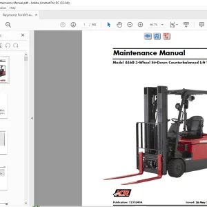 Raymond Forklift 446 3-Wheel Sit-Down Counterbalanced Lift Truck Maintenance Manual 1237640A  - PDF DOWNLOAD